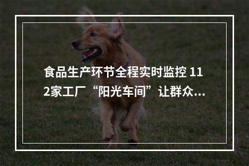 食品生产环节全程实时监控 112家工厂“阳光车间”让群众更放心