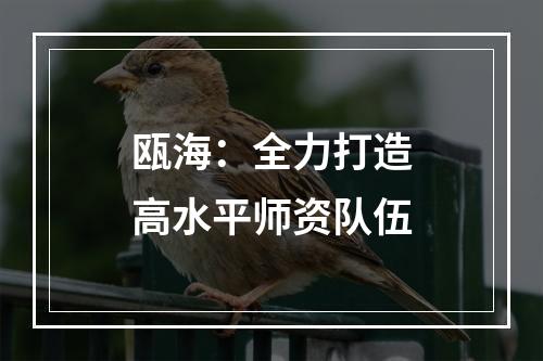 瓯海：全力打造高水平师资队伍