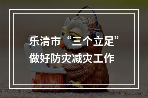 乐清市“三个立足”做好防灾减灾工作