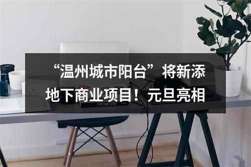 “温州城市阳台”将新添地下商业项目！元旦亮相