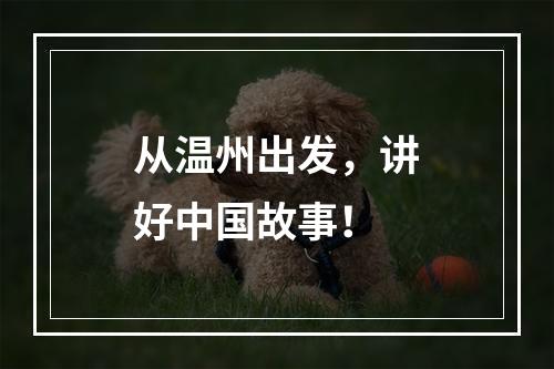 从温州出发，讲好中国故事！