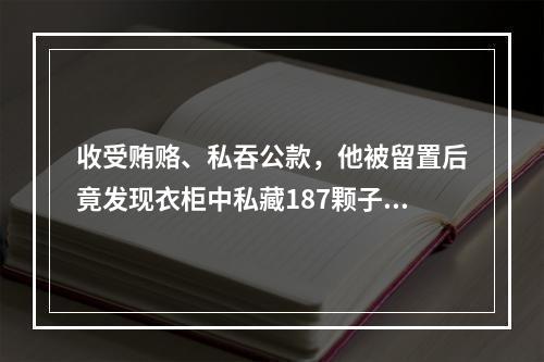 收受贿赂、私吞公款，他被留置后竟发现衣柜中私藏187颗子弹