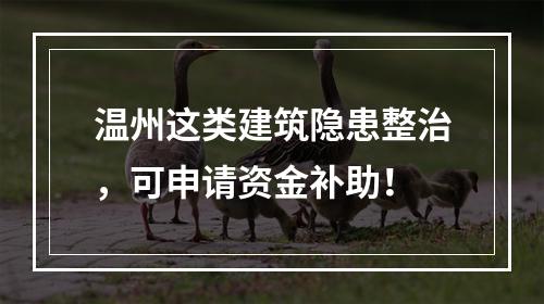 温州这类建筑隐患整治，可申请资金补助！