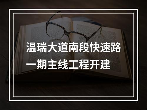 温瑞大道南段快速路一期主线工程开建