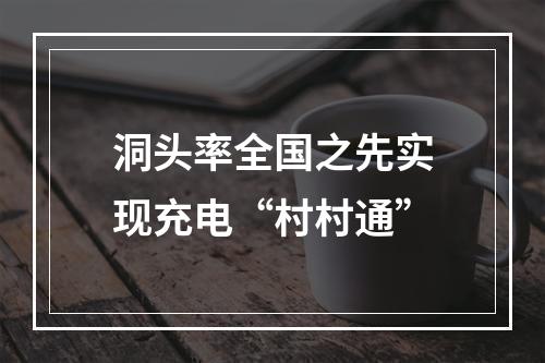 洞头率全国之先实现充电“村村通”