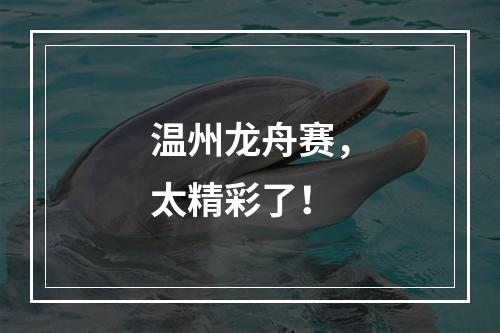 温州龙舟赛，太精彩了！
