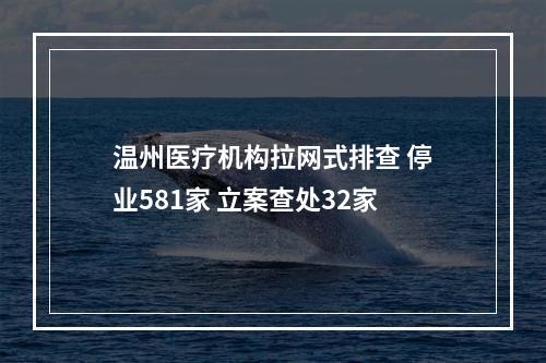 温州医疗机构拉网式排查 停业581家 立案查处32家