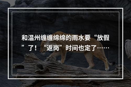 和温州缠缠绵绵的雨水要“放假”了！“返岗”时间也定了……
