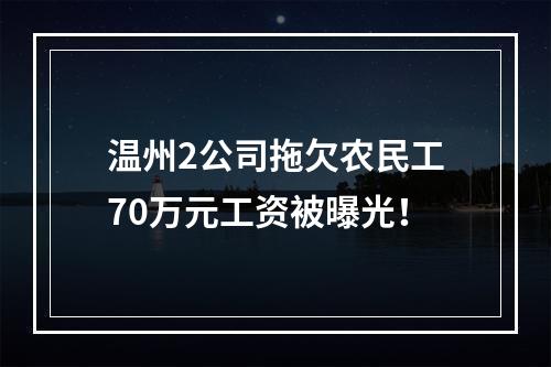 温州2公司拖欠农民工70万元工资被曝光！