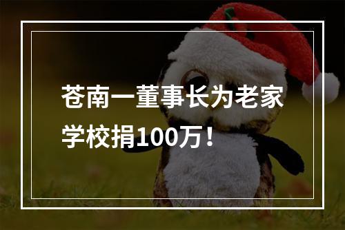 苍南一董事长为老家学校捐100万！