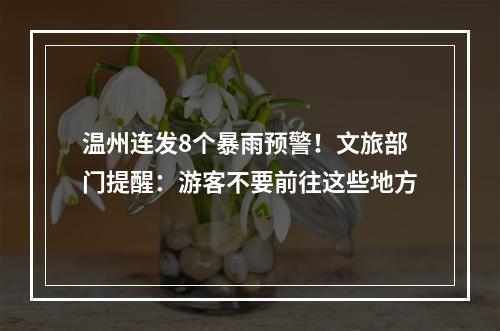 温州连发8个暴雨预警！文旅部门提醒：游客不要前往这些地方