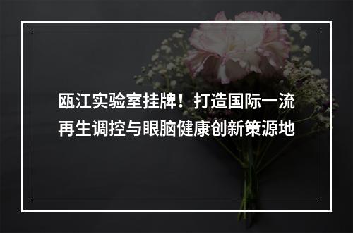 瓯江实验室挂牌！打造国际一流再生调控与眼脑健康创新策源地