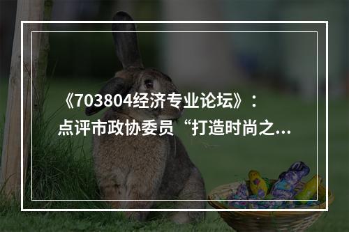 《703804经济专业论坛》：点评市政协委员“打造时尚之都”经济观点