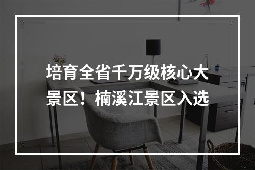 培育全省千万级核心大景区！楠溪江景区入选