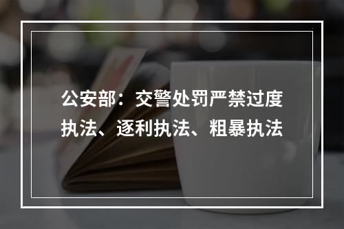 公安部：交警处罚严禁过度执法、逐利执法、粗暴执法