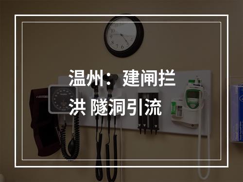 温州：建闸拦洪 隧洞引流