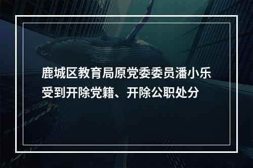 鹿城区教育局原党委委员潘小乐受到开除党籍、开除公职处分