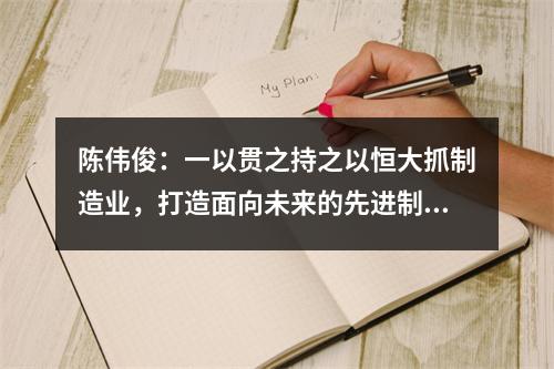 陈伟俊：一以贯之持之以恒大抓制造业，打造面向未来的先进制造业基地