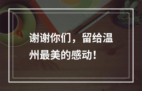 谢谢你们，留给温州最美的感动！