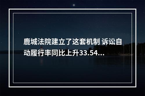 鹿城法院建立了这套机制 诉讼自动履行率同比上升33.54%
