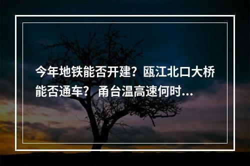 今年地铁能否开建？瓯江北口大桥能否通车？ 甬台温高速何时扩建？瓯越大桥何时通公...