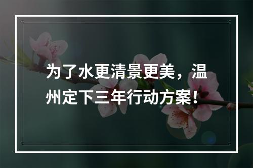 为了水更清景更美，温州定下三年行动方案！