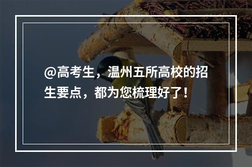 @高考生，温州五所高校的招生要点，都为您梳理好了！