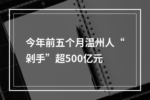 今年前五个月温州人“剁手”超500亿元