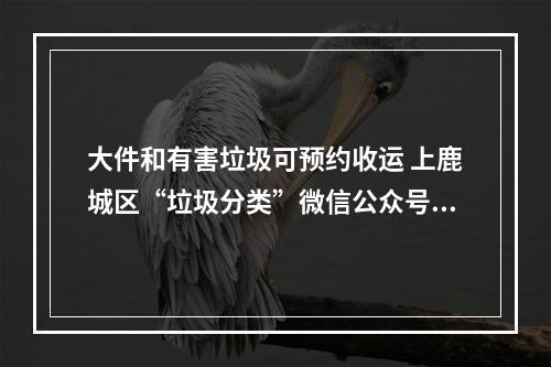 大件和有害垃圾可预约收运 上鹿城区“垃圾分类”微信公众号预约