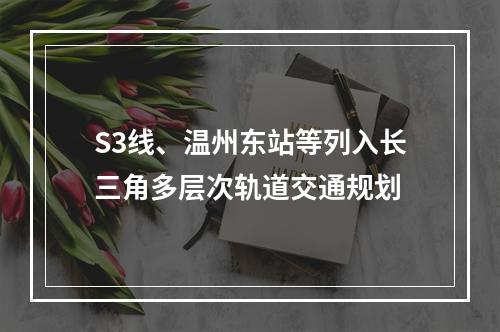 S3线、温州东站等列入长三角多层次轨道交通规划