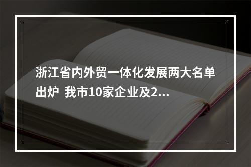 浙江省内外贸一体化发展两大名单出炉  我市10家企业及2个产业基地入选