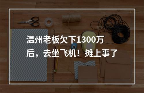 温州老板欠下1300万后，去坐飞机！摊上事了