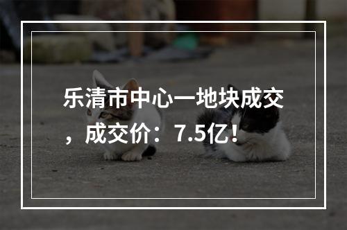 乐清市中心一地块成交，成交价：7.5亿！