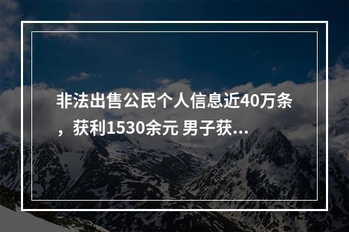 非法出售公民个人信息近40万条，获利1530余元 男子获刑4年9个月