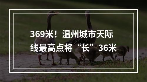 369米！温州城市天际线最高点将“长”36米