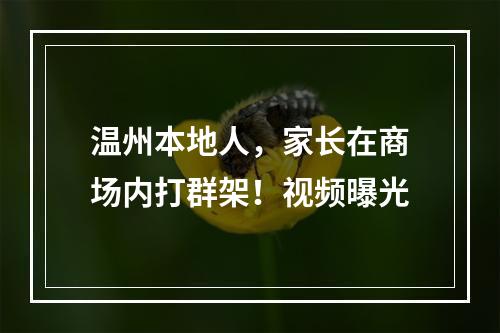 温州本地人，家长在商场内打群架！视频曝光