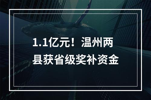 1.1亿元！温州两县获省级奖补资金