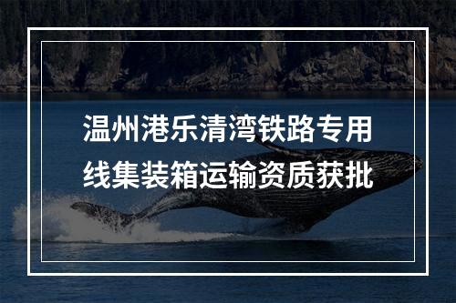温州港乐清湾铁路专用线集装箱运输资质获批