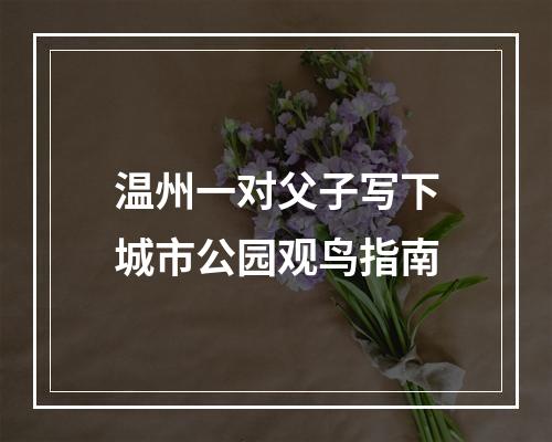 温州一对父子写下城市公园观鸟指南