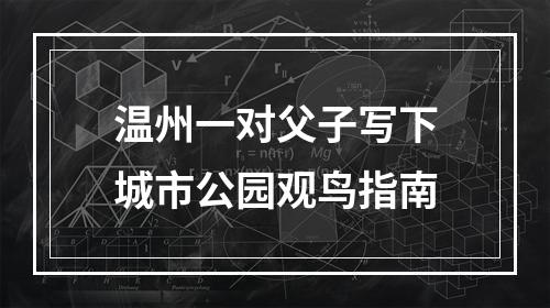 温州一对父子写下城市公园观鸟指南