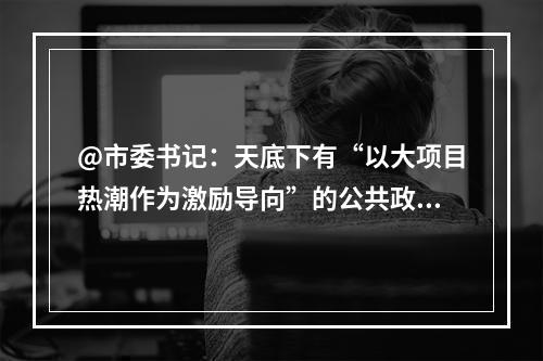 @市委书记：天底下有“以大项目热潮作为激励导向”的公共政策吗？