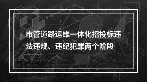 市管道路运维一体化招投标违法违规、违纪犯罪两个阶段