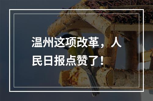 温州这项改革，人民日报点赞了！