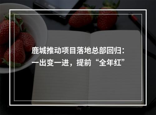 鹿城推动项目落地总部回归：一出变一进，提前“全年红”