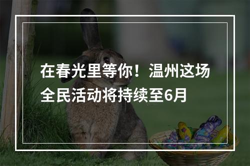 在春光里等你！温州这场全民活动将持续至6月