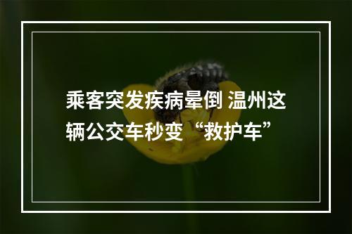 乘客突发疾病晕倒 温州这辆公交车秒变“救护车”
