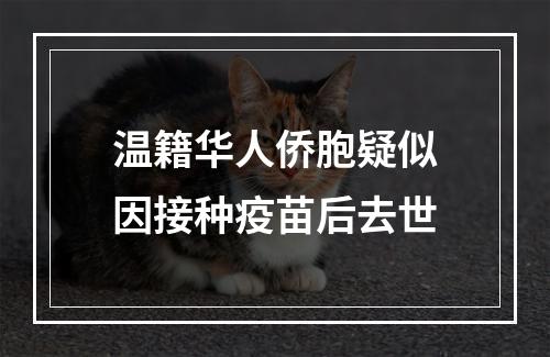 温籍华人侨胞疑似因接种疫苗后去世