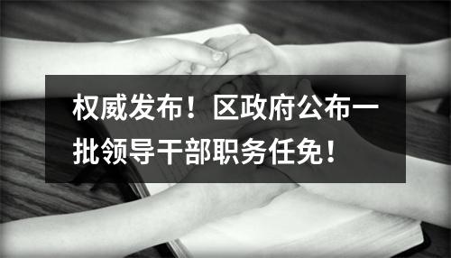 权威发布！区政府公布一批领导干部职务任免！