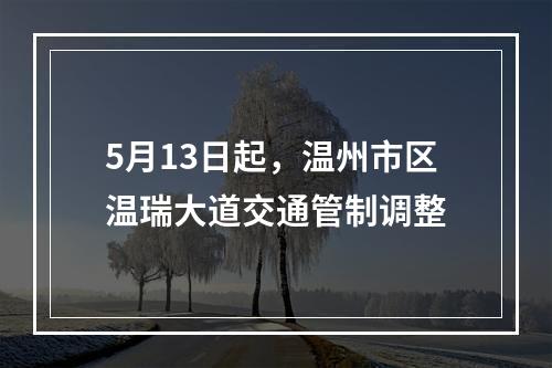 5月13日起，温州市区温瑞大道交通管制调整