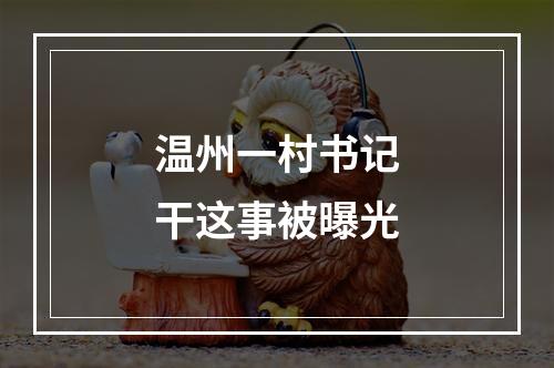 温州一村书记干这事被曝光